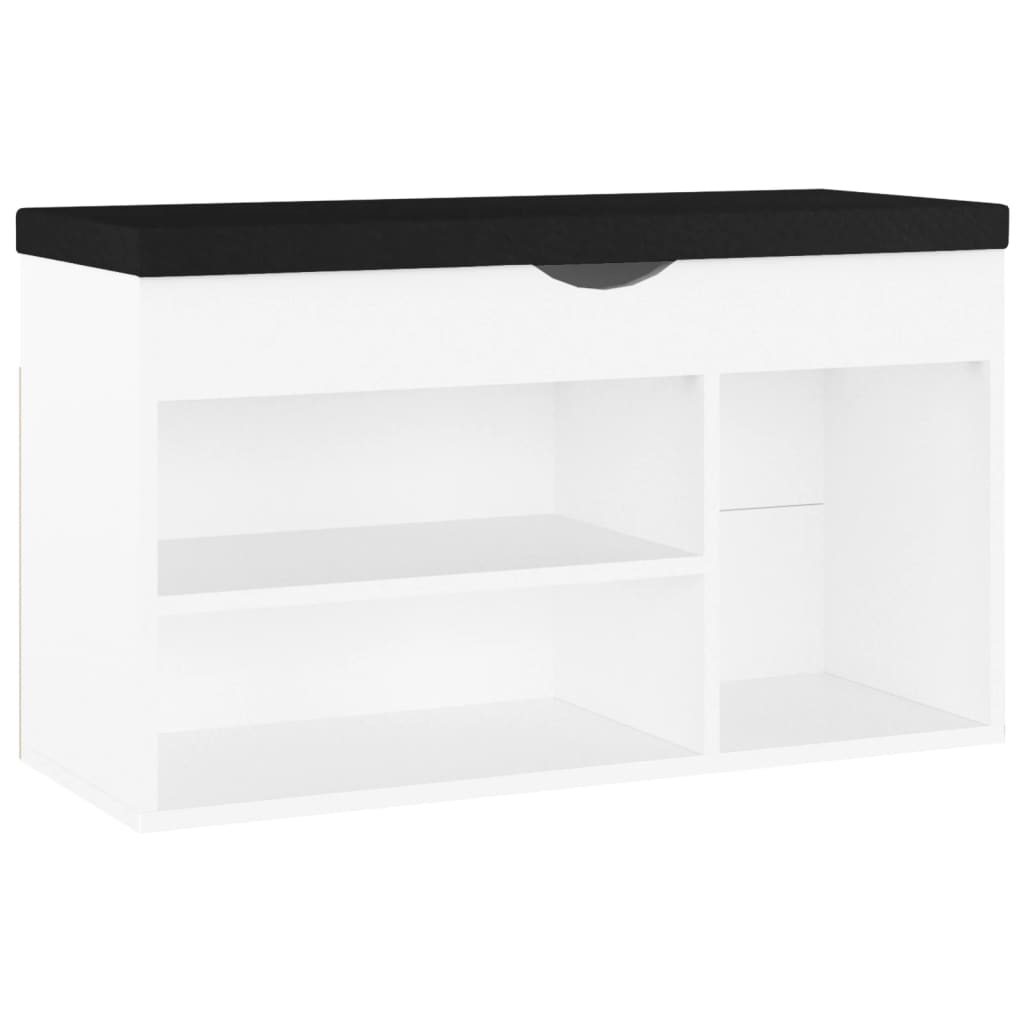 Schoenenbank met kussen 80x30x47 cm bewerkt hout wit - AllerleiShop