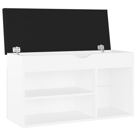 Schoenenbank met kussen 80x30x47 cm bewerkt hout wit - AllerleiShop