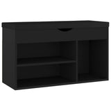 Schoenenbank met kussen 80x30x47 cm bewerkt hout zwart - AllerleiShop