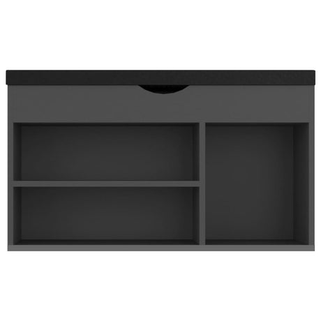 Schoenenbank met kussen 80x30x47 cm bewerkt hout grijs - AllerleiShop