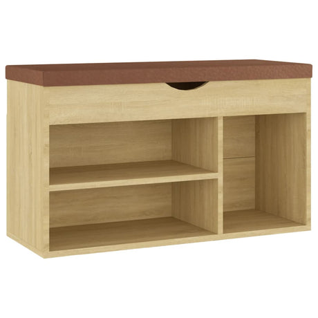 Schoenenbank met kussen 80x30x47 cm bewerkt hout sonoma eiken - AllerleiShop