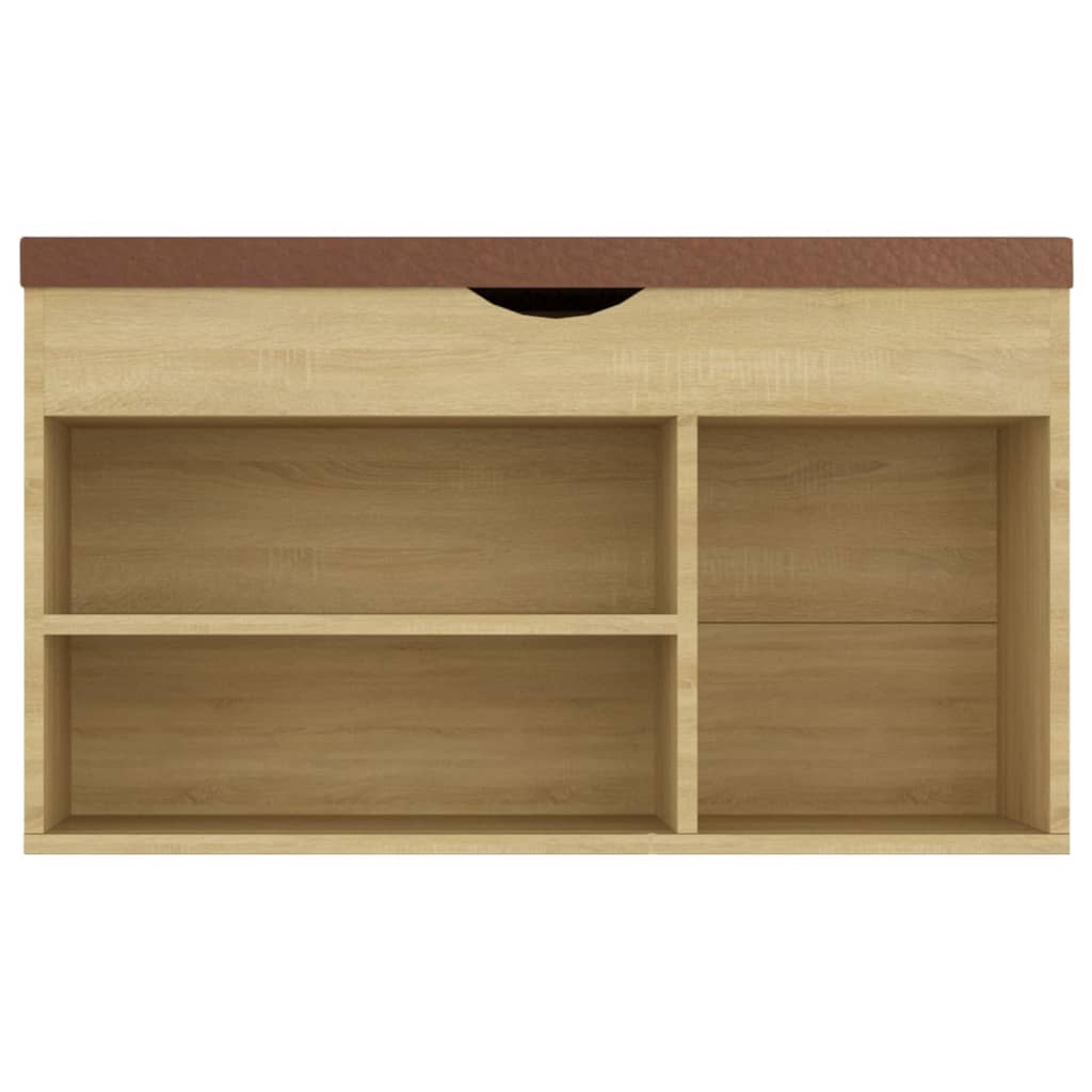 Schoenenbank met kussen 80x30x47 cm bewerkt hout sonoma eiken - AllerleiShop