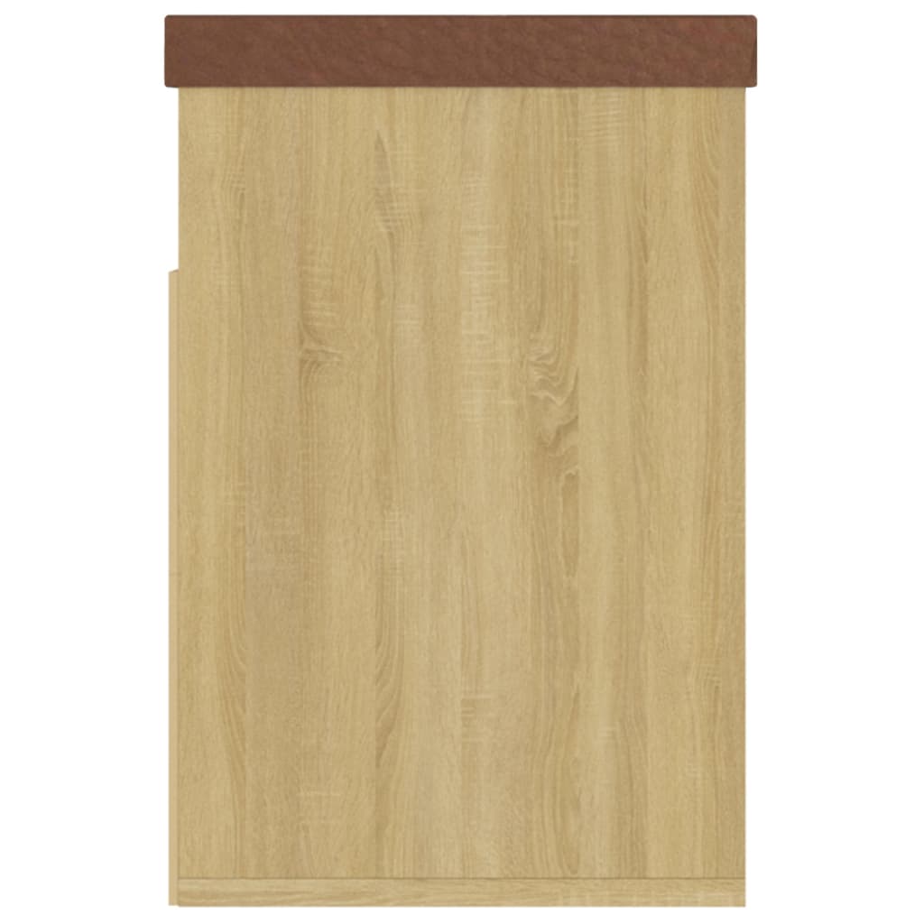 Schoenenbank met kussen 80x30x47 cm bewerkt hout sonoma eiken - AllerleiShop