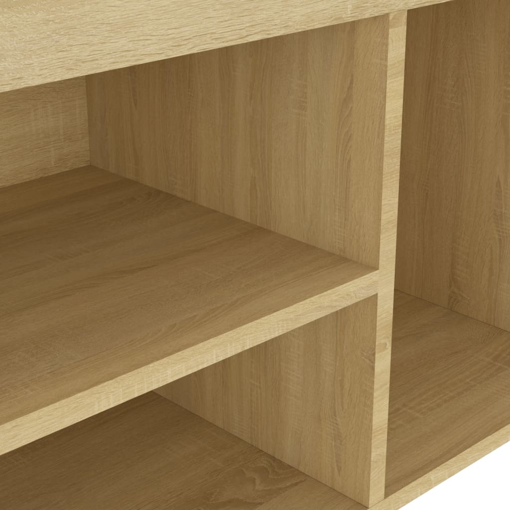 Schoenenbank met kussen 80x30x47 cm bewerkt hout sonoma eiken - AllerleiShop