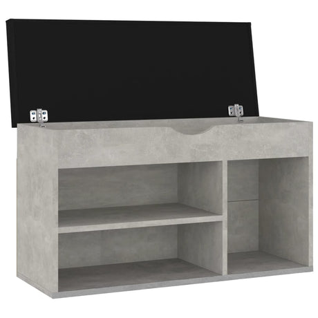 Schoenenbank met kussen 80x30x47 cm bewerkt hout betongrijs - AllerleiShop