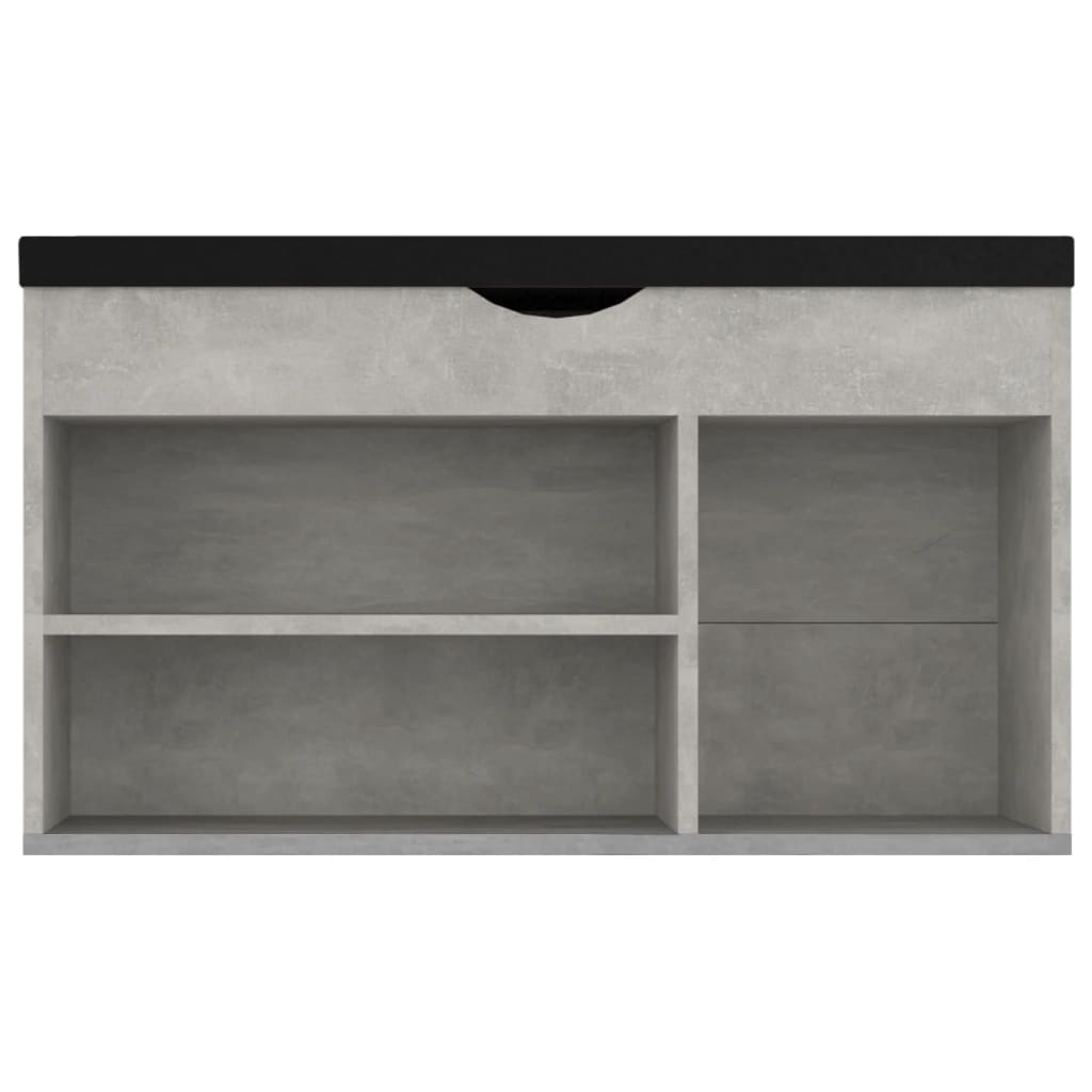 Schoenenbank met kussen 80x30x47 cm bewerkt hout betongrijs - AllerleiShop