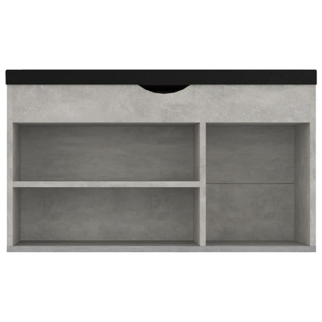 Schoenenbank met kussen 80x30x47 cm bewerkt hout betongrijs - AllerleiShop