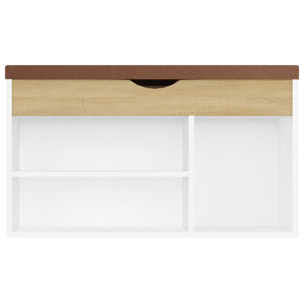 Schoenenbank met kussen 80x30x47 cm hout wit sonoma eiken - AllerleiShop