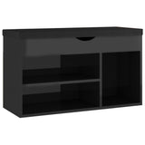 Schoenenbank met kussen 80x30x47 cm hout hoogglans zwart - AllerleiShop