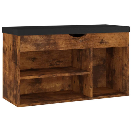 Schoenenbank met kussen 80x30x47 cm bewerkt hout gerookt eiken - AllerleiShop