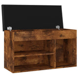 Schoenenbank met kussen 80x30x47 cm bewerkt hout gerookt eiken - AllerleiShop