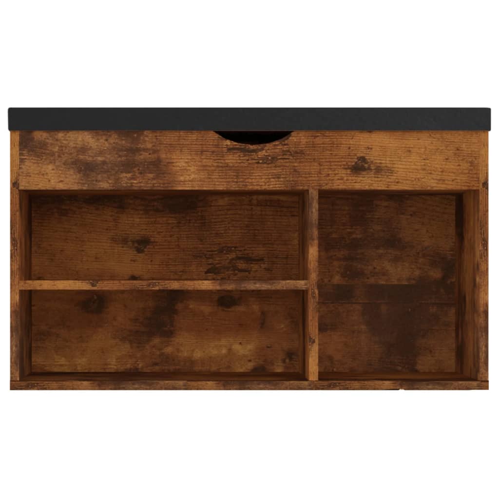 Schoenenbank met kussen 80x30x47 cm bewerkt hout gerookt eiken - AllerleiShop