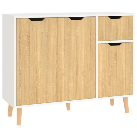 Dressoir 90x30x72 cm bewerkt hout wit en sonoma eikenkleurig - AllerleiShop