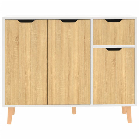 Dressoir 90x30x72 cm bewerkt hout wit en sonoma eikenkleurig - AllerleiShop