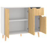 Dressoir 90x30x72 cm bewerkt hout wit en sonoma eikenkleurig - AllerleiShop