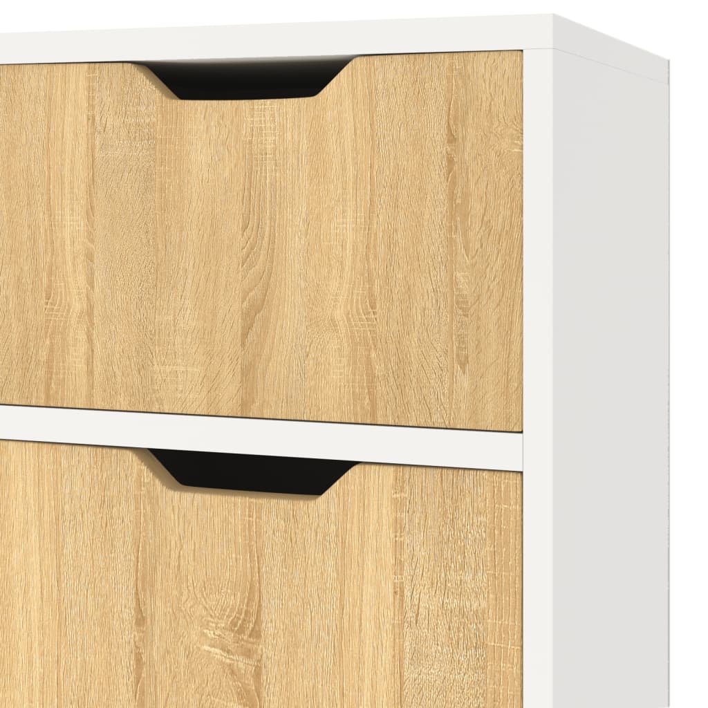 Dressoir 90x30x72 cm bewerkt hout wit en sonoma eikenkleurig - AllerleiShop