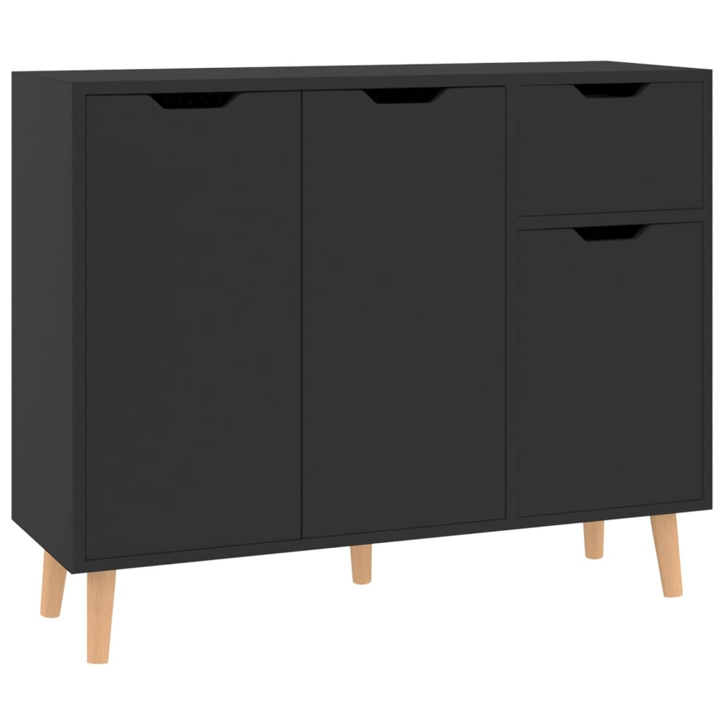 Dressoir 90x30x72 cm bewerkt hout hoogglans zwart - AllerleiShop