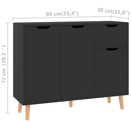 Dressoir 90x30x72 cm bewerkt hout hoogglans zwart - AllerleiShop