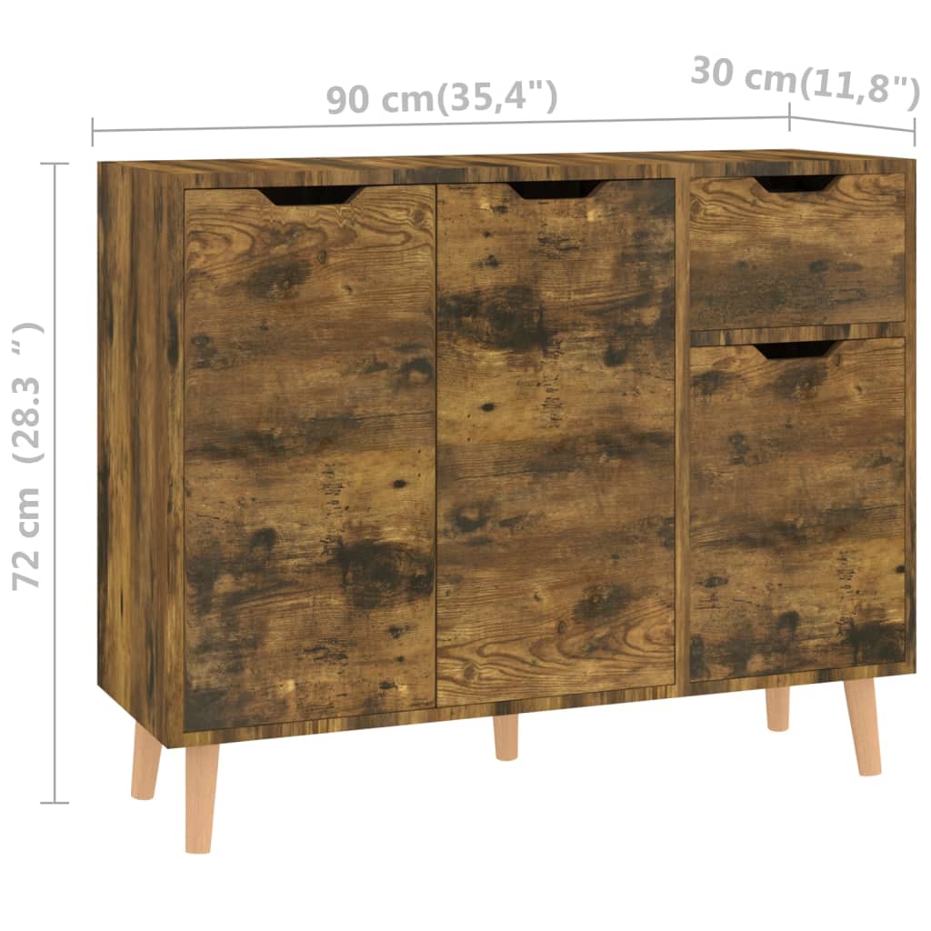 Dressoir 90x30x72 cm bewerkt hout gerookt eikenkleurig - AllerleiShop