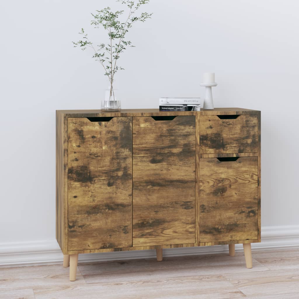 Dressoir 90x30x72 cm bewerkt hout gerookt eikenkleurig - AllerleiShop