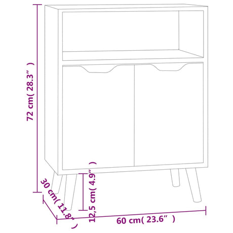 Dressoir 60x30x72 cm bewerkt hout wit - AllerleiShop