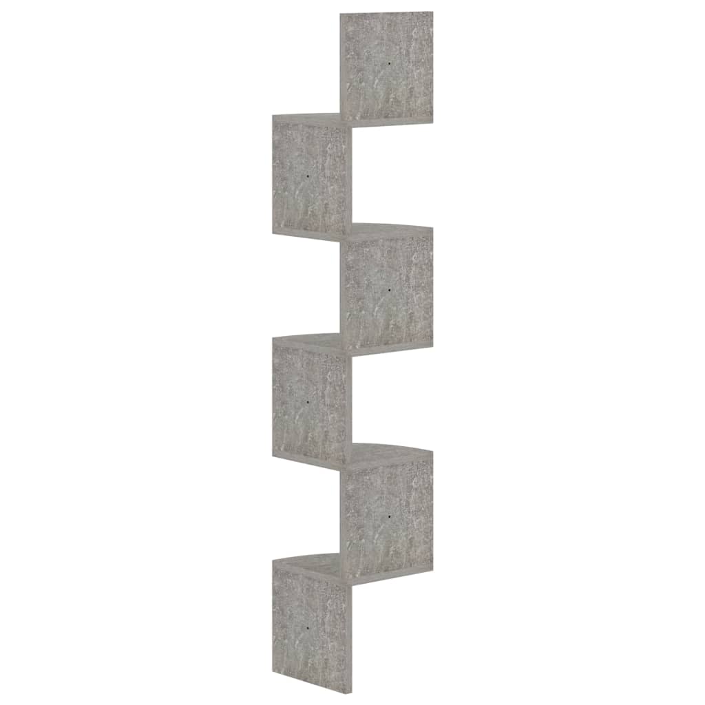 Hoekwandschap 19x19x123 cm bewerkt hout betongrijs - AllerleiShop