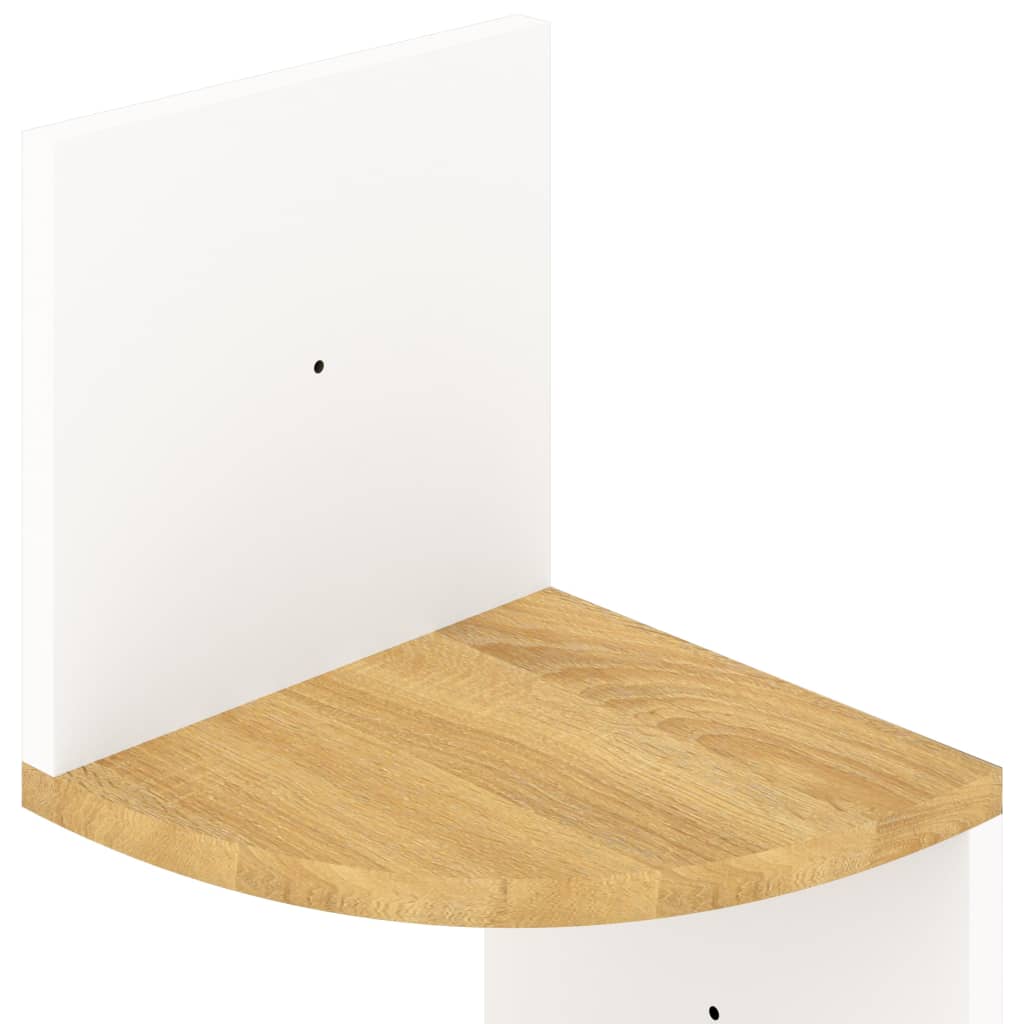 Hoekwandschap 19x19x123 cm bewerkt hout wit en sonoma eiken - AllerleiShop