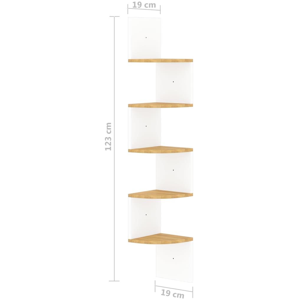 Hoekwandschap 19x19x123 cm bewerkt hout wit en sonoma eiken - AllerleiShop