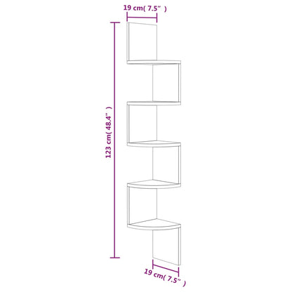 Hoekwandschap 19x19x123 cm bewerkt hout gerookt eikenkleurig - AllerleiShop