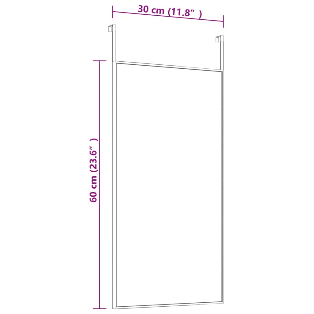 Deurspiegel 30x60 cm glas en aluminium zwart - AllerleiShop