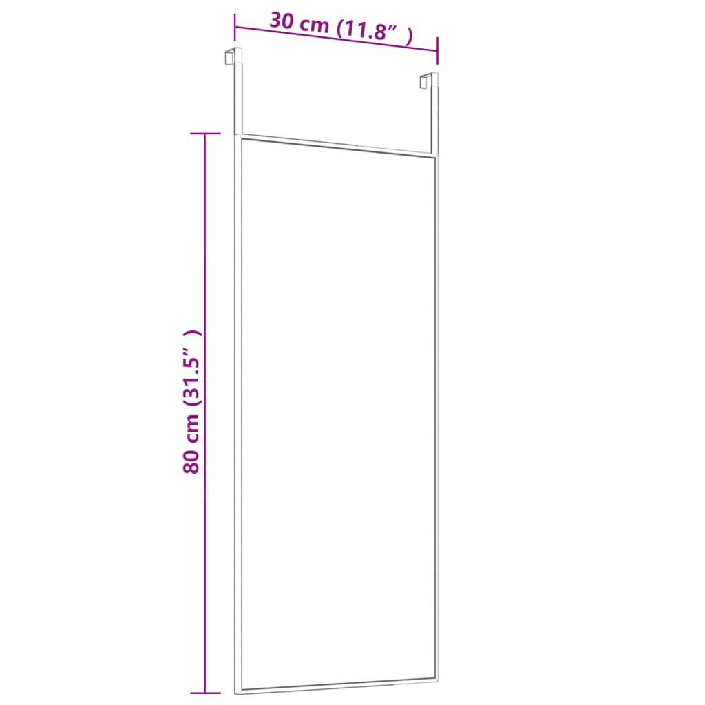 Deurspiegel 30x80 cm glas en aluminium zwart - AllerleiShop