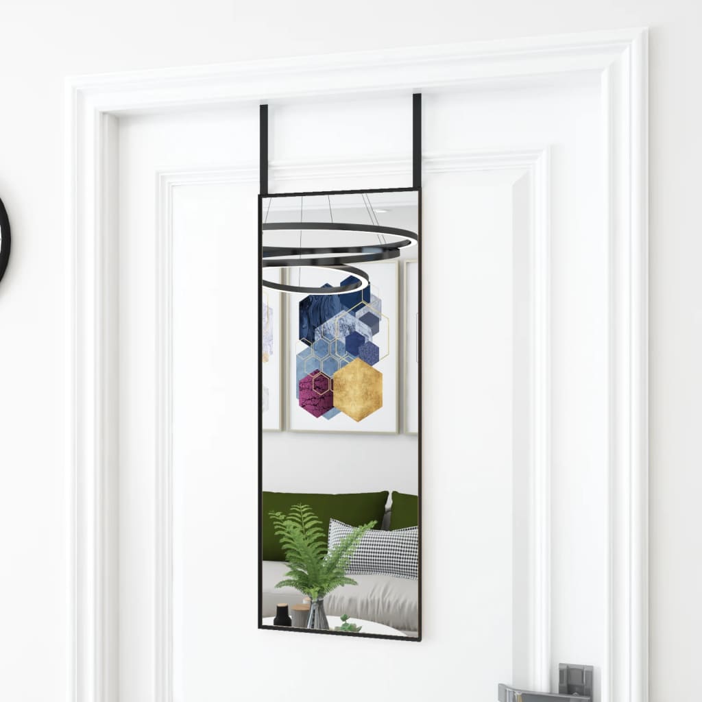 Deurspiegel 30x80 cm glas en aluminium zwart - AllerleiShop