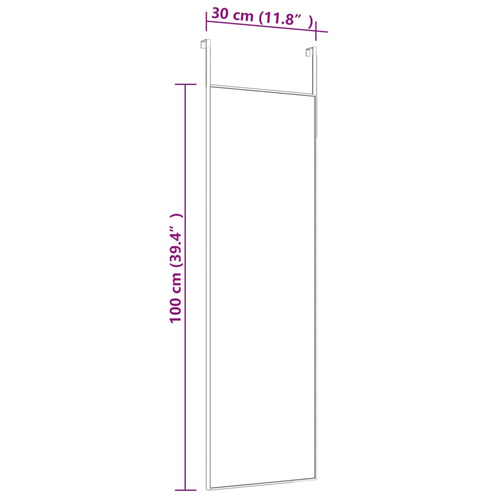 Deurspiegel 30x100 cm glas en aluminium zwart - AllerleiShop