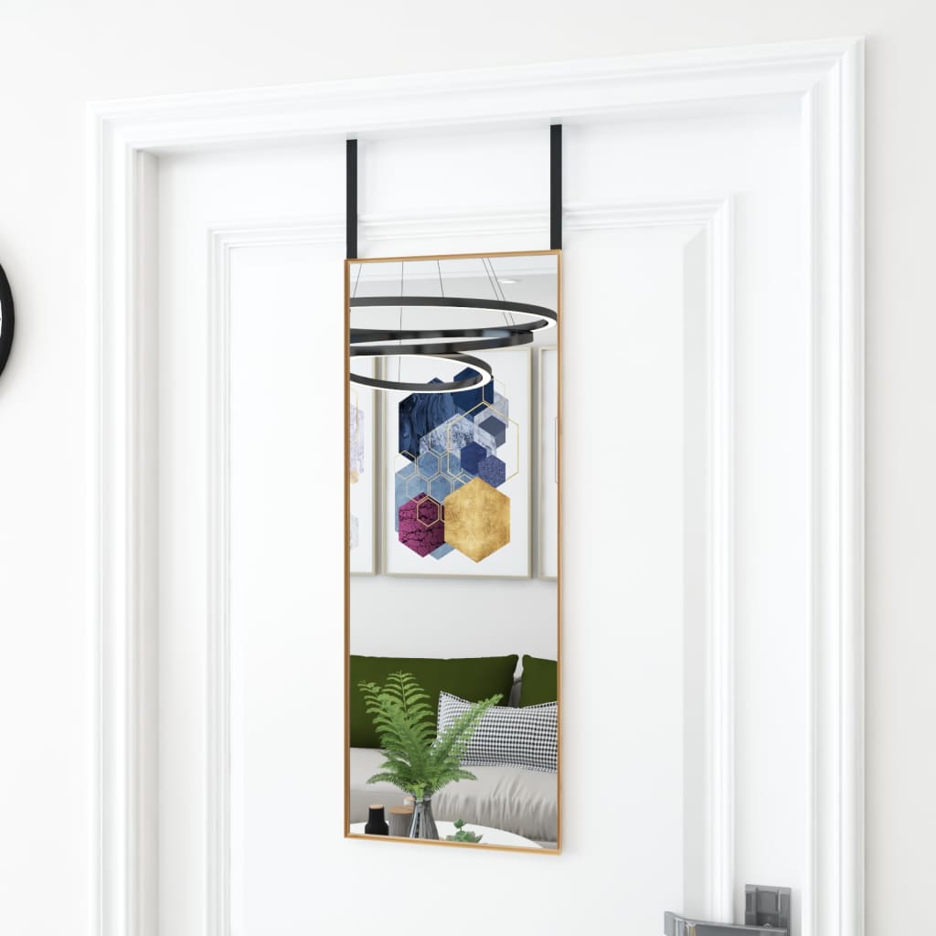 Deurspiegel 30x80 cm glas en aluminium goudkleurig - AllerleiShop