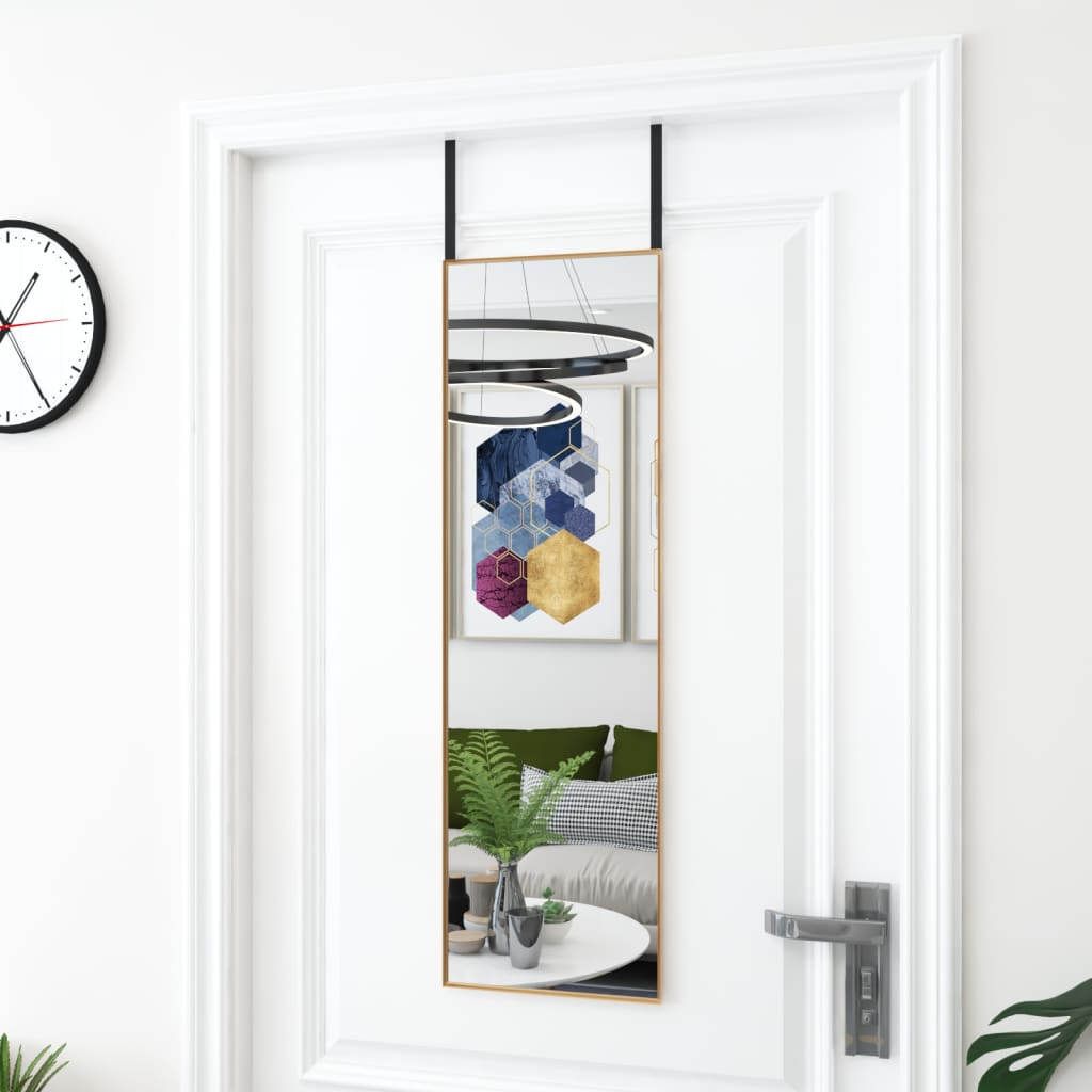 Deurspiegel 30x100 cm glas en aluminium goudkleurig - AllerleiShop