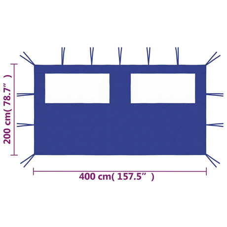 Prieelzijwand met ramen 4x2 m blauw - AllerleiShop