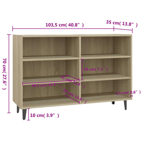 Dressoir 103,5x35x70 cm bewerkt hout sonoma eikenkleurig - AllerleiShop