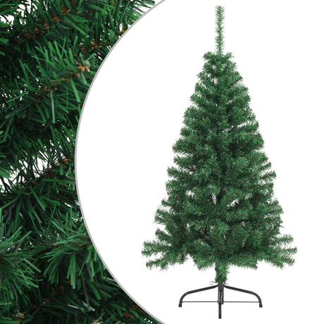 Kunstkerstboom met standaard half 120 cm PVC groen - AllerleiShop