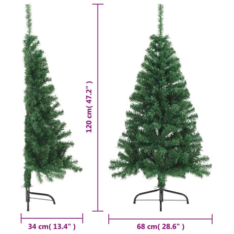 Kunstkerstboom met standaard half 120 cm PVC groen - AllerleiShop