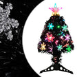 Kerstboom met LED-sneeuwvlokken 64 cm glasvezel zwart - AllerleiShop