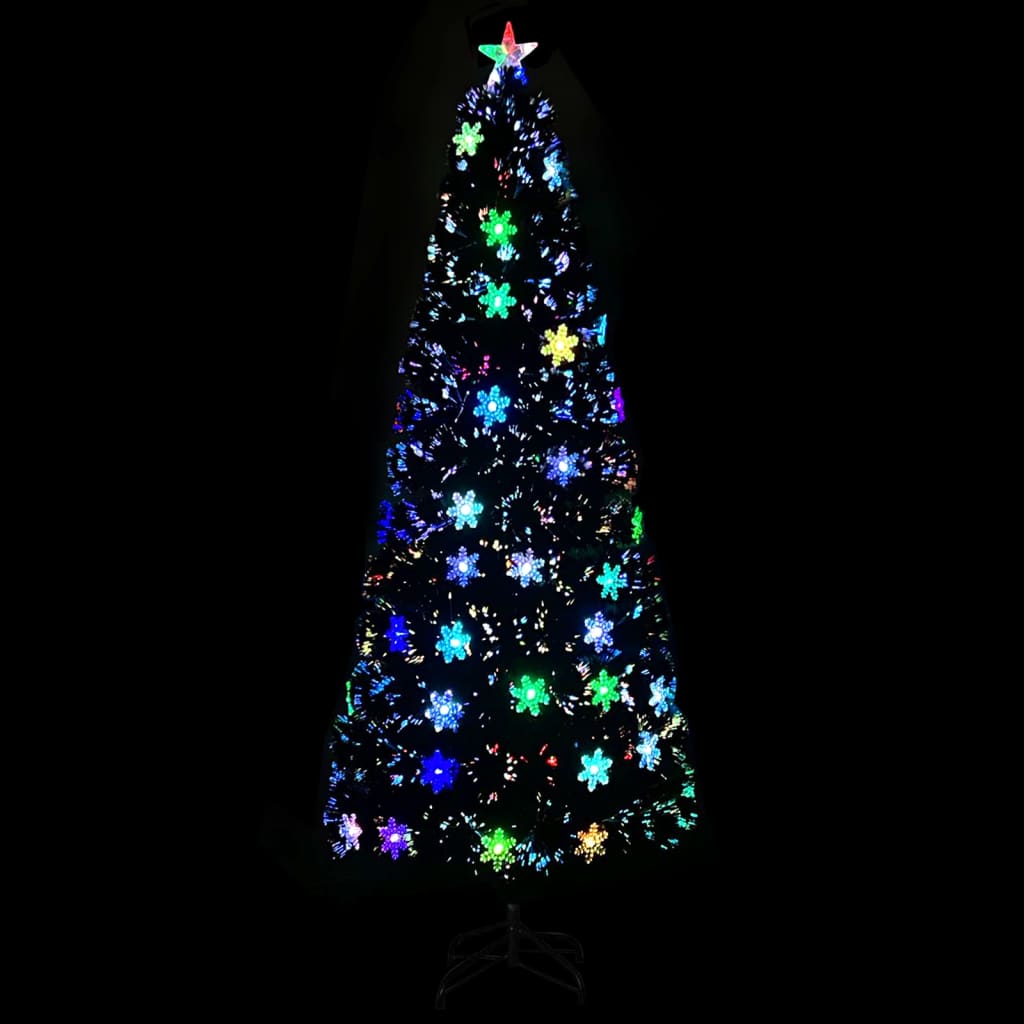 Kerstboom met LED-sneeuwvlokken 240 cm glasvezel zwart - AllerleiShop