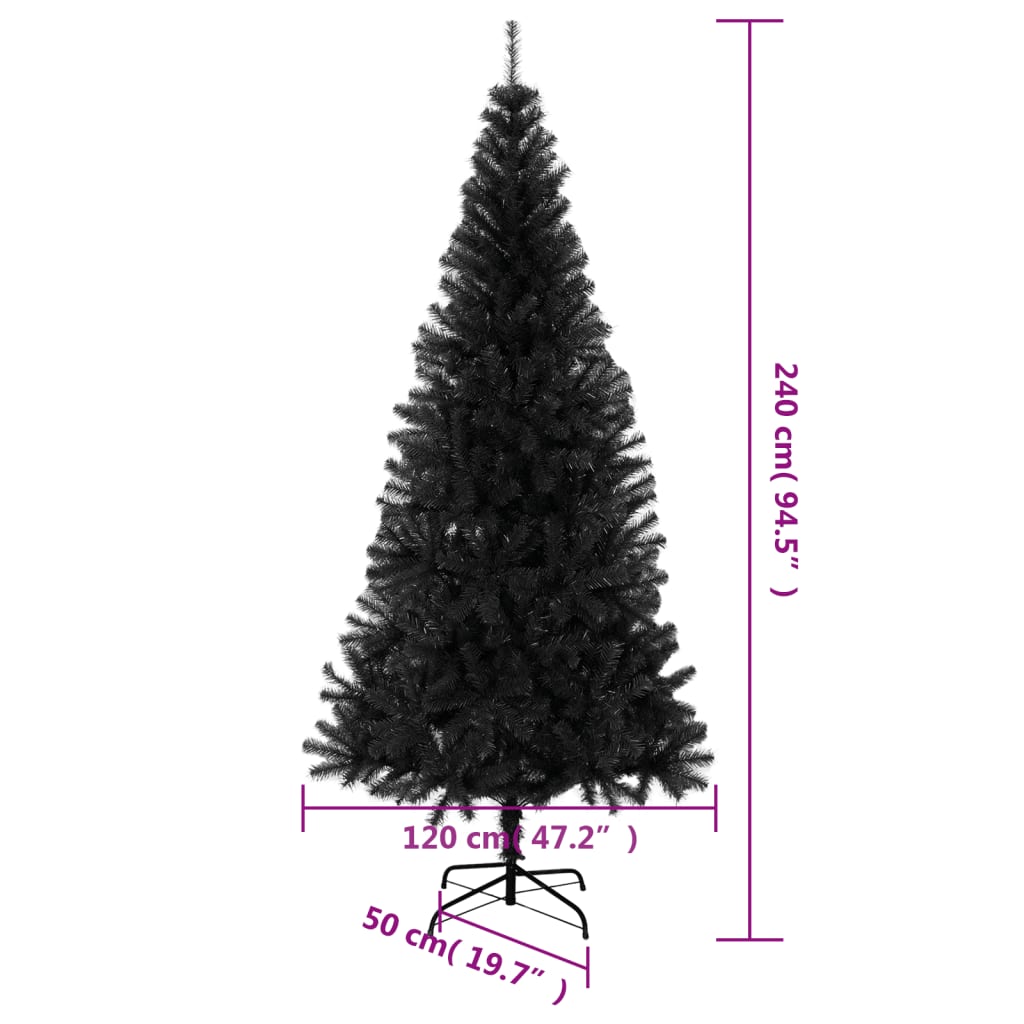 Kunstkerstboom met standaard 240 cm PVC zwart - AllerleiShop