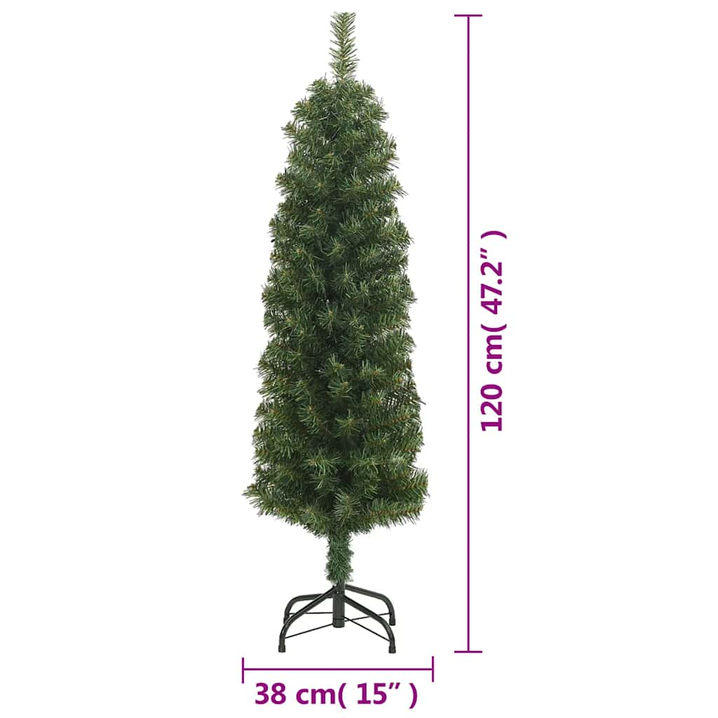 Kunstkerstboom met standaard smal 120 cm PVC groen - AllerleiShop