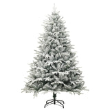 Kunstkerstboom met sneeuwvlokken 150 cm PVC en PE groen - AllerleiShop