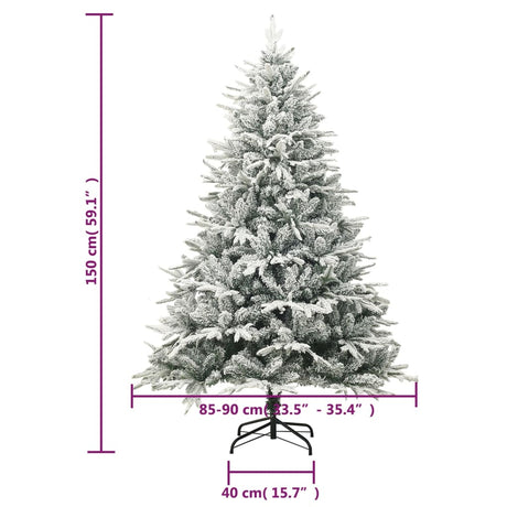 Kunstkerstboom met sneeuwvlokken 150 cm PVC en PE groen - AllerleiShop