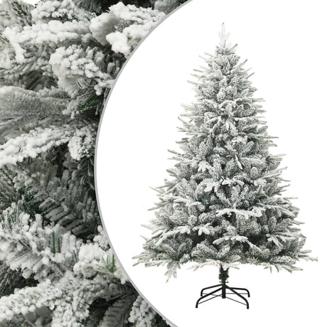 Kunstkerstboom met sneeuwvlokken 210 cm PVC en PE groen - AllerleiShop