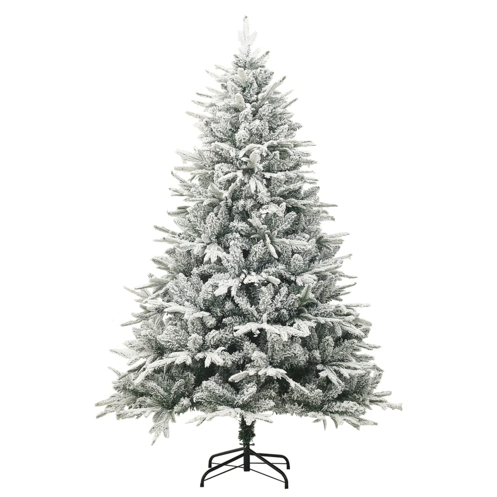 Kunstkerstboom met sneeuwvlokken 210 cm PVC en PE groen - AllerleiShop