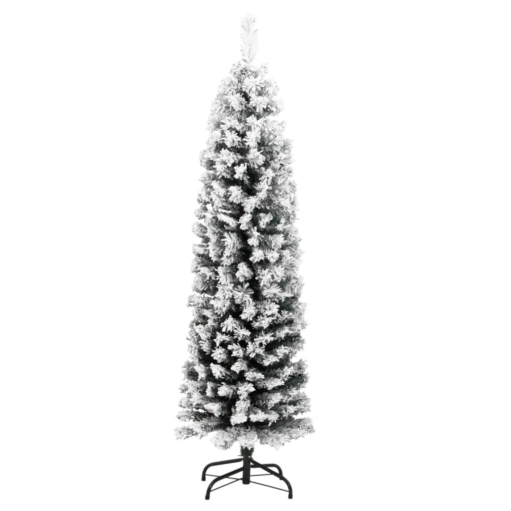 Kunstkerstboom met sneeuw smal 120 cm PVC groen - AllerleiShop