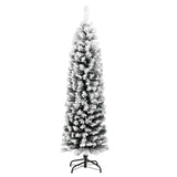 Kunstkerstboom met sneeuw smal 120 cm PVC groen - AllerleiShop