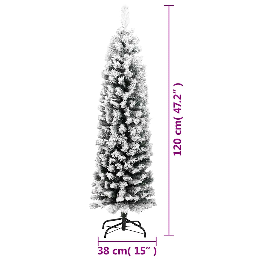 Kunstkerstboom met sneeuw smal 120 cm PVC groen - AllerleiShop